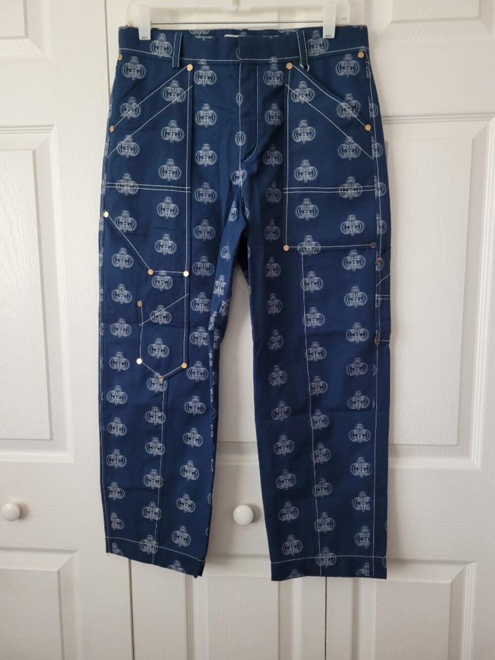 NWT CHLOE Women's Cotton Trouser in Deep Blue with Logo Size 38/ 6 US